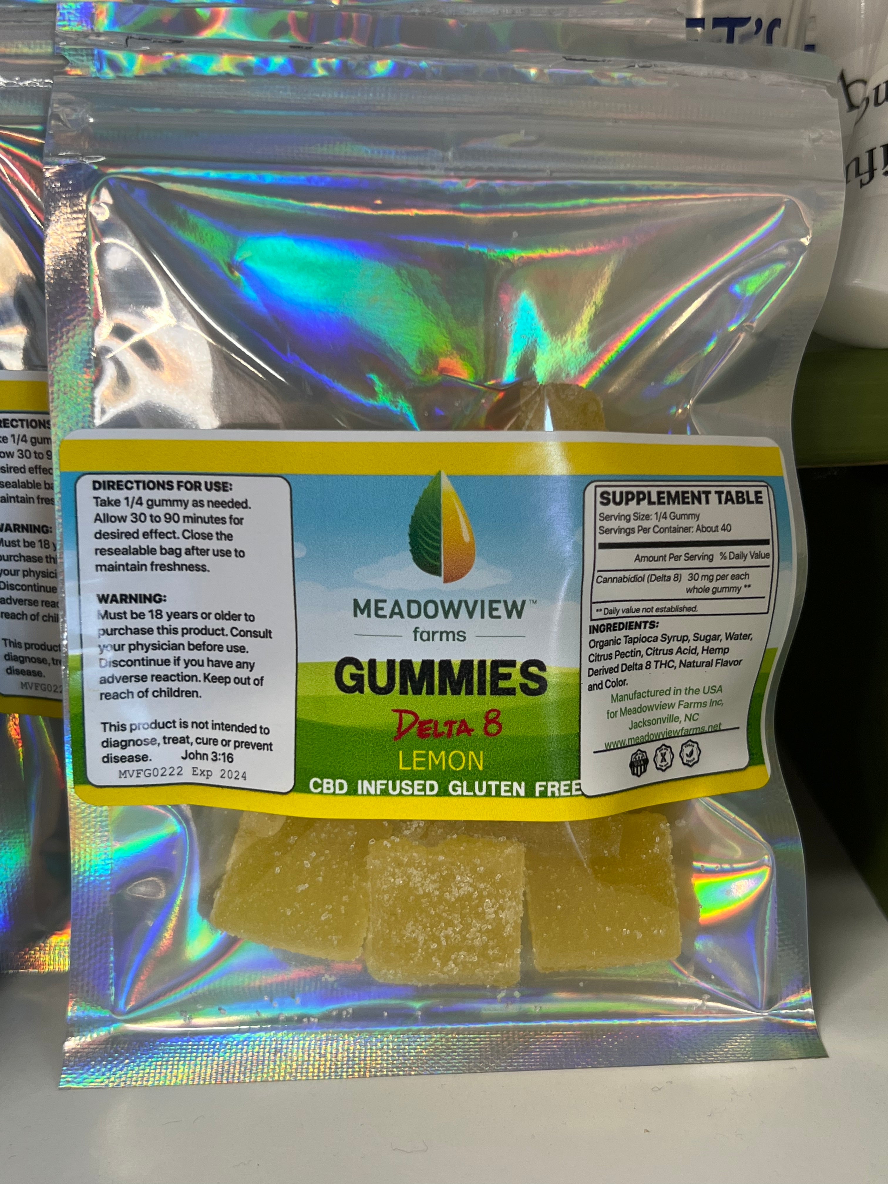 Meadowview Farms Delta 8 30 mg Lemon Gummy Northwoods Urban Farm