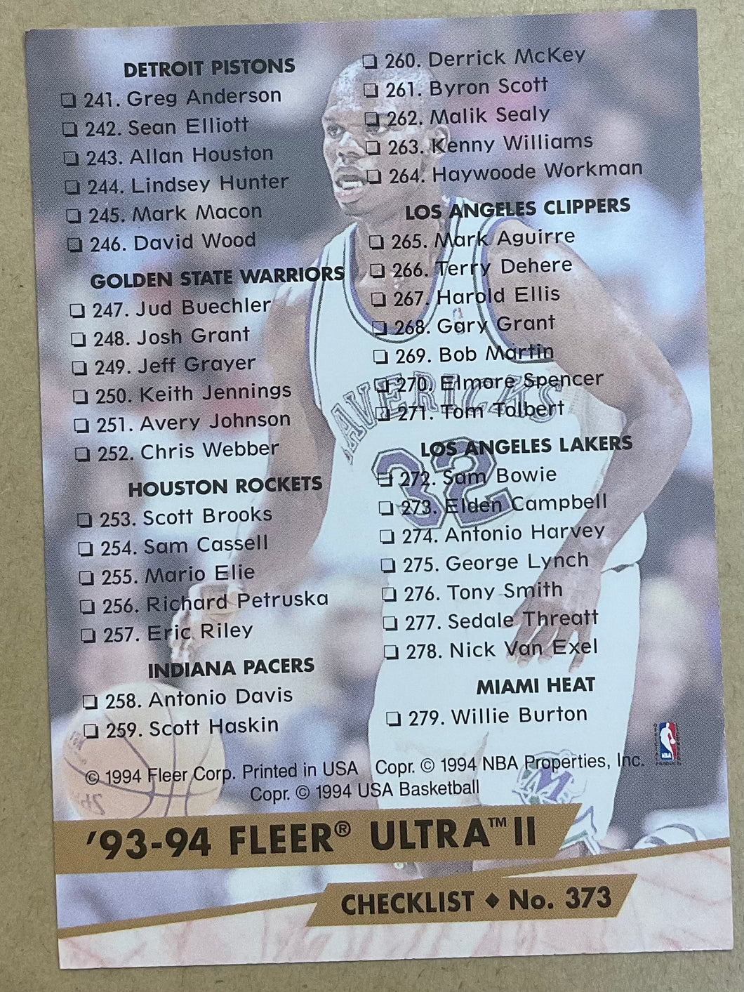 Checklist 93/94   93/94 Fleer Ultra II   373