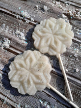 Load image into Gallery viewer, Sparkle White Snowflake Lollipop, Winter Candy, Holidays: Vanilla
