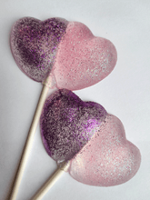 Load image into Gallery viewer, Pink and Purple Double Heart Lollipops - Valentine&#39;s Day: Bubble Gum
