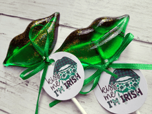 Load image into Gallery viewer, Green Lips Lollipops with Gold - St Patrick&#39;s Day: Watermelon
