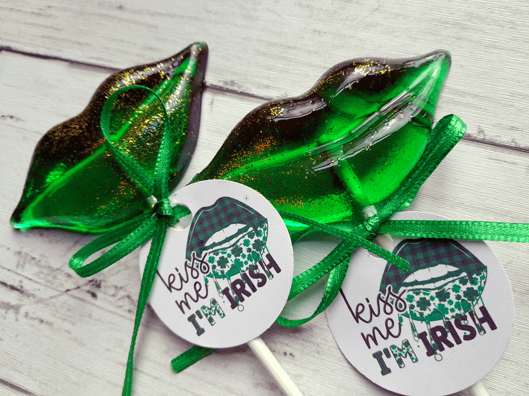 Green Lips Lollipops with Gold - St Patrick's Day: Watermelon